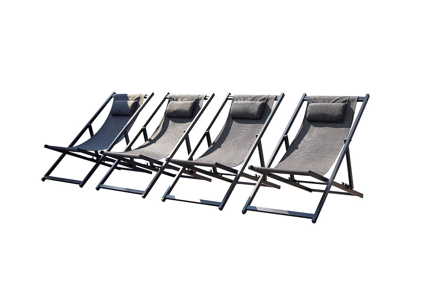 Concept Usine - Lot de 4 transats alu gris TEVATA - Image 1