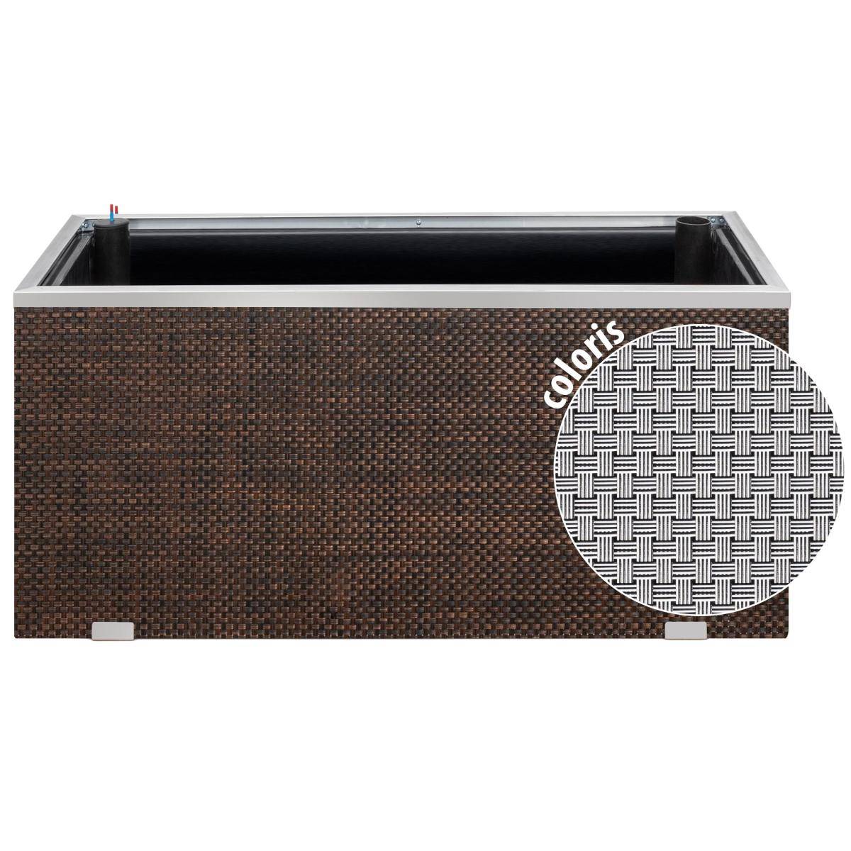 Rattan Art - Jardinière en résine tressée avec réserve d'eau et cadre en aluminium 95 x 39 x 43 cm Zebra - Image 1