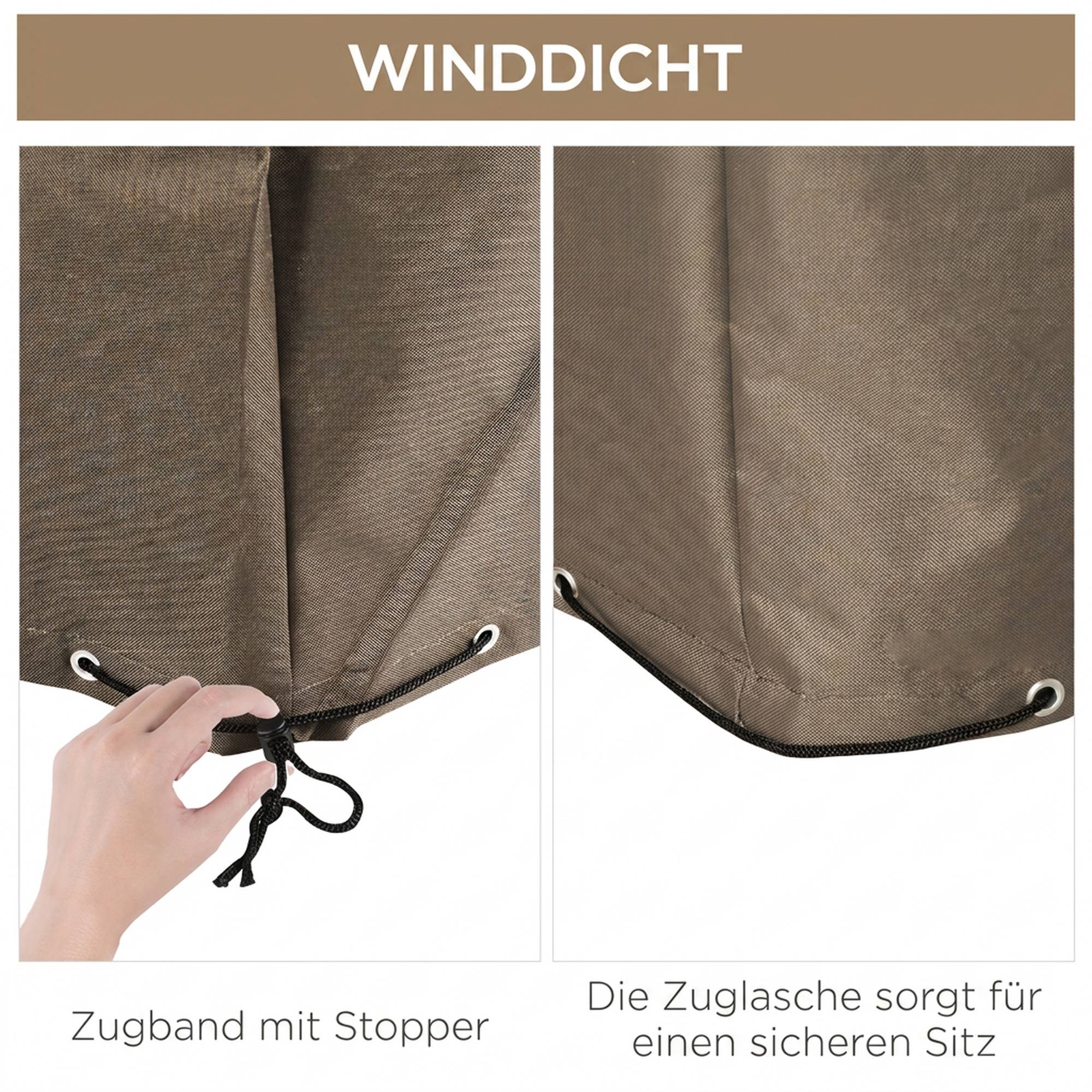 ComfortXL - Housse salon de jardin Oxford 275 x 205 x 90 cm beige anti-UV résistante à l’eau avec cordon de serrage - Image 6