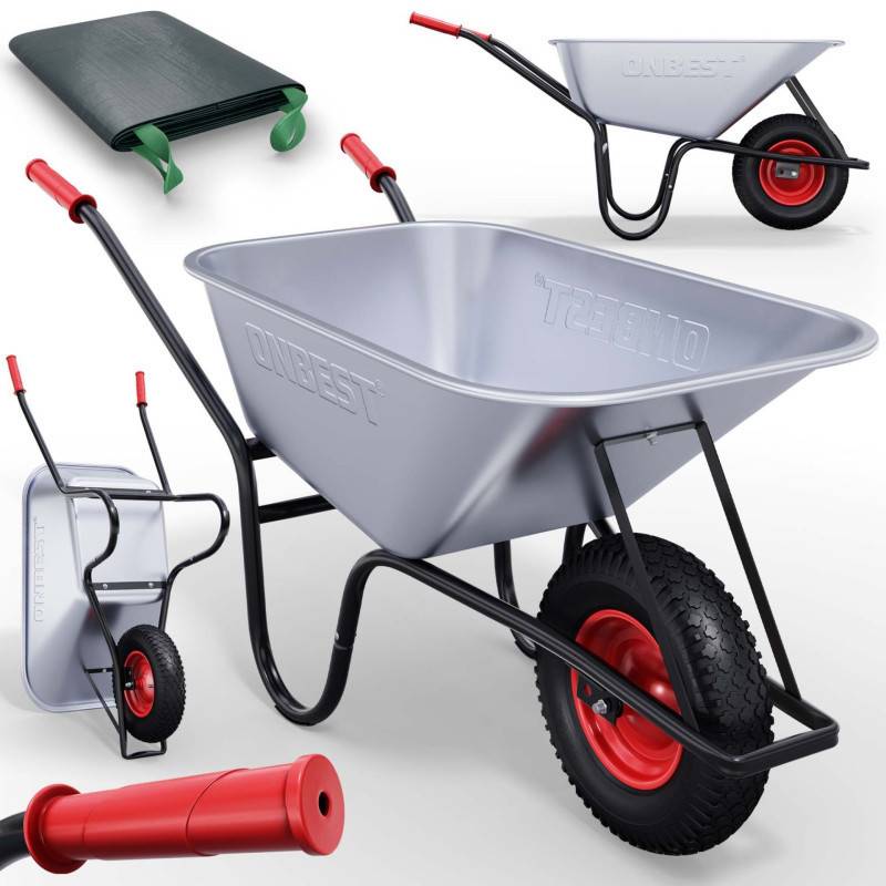 Brouette en acier galvanisé charge 250kg avec roues pneumatiques inclus sac pour déchets - Image 2