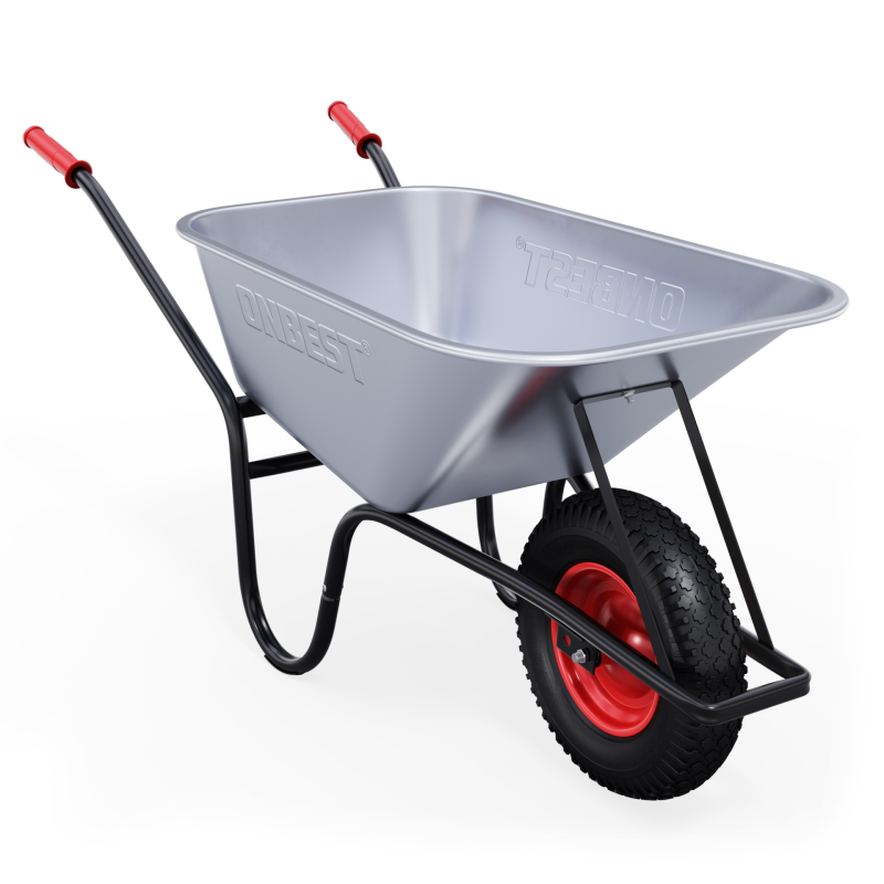 Brouette en acier galvanisé charge 250kg avec roues pneumatiques inclus sac pour déchets - Image 1