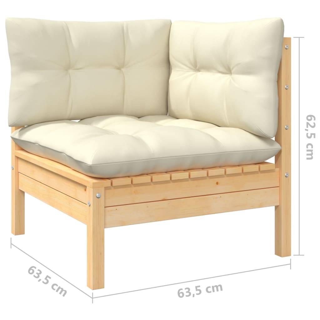 Prolenta Premium - Salon complet 9 places bois de pin et tissu (100 % polyester) crème 63,5 x 63,5 x 62,5 cm - Prolen - Image 6