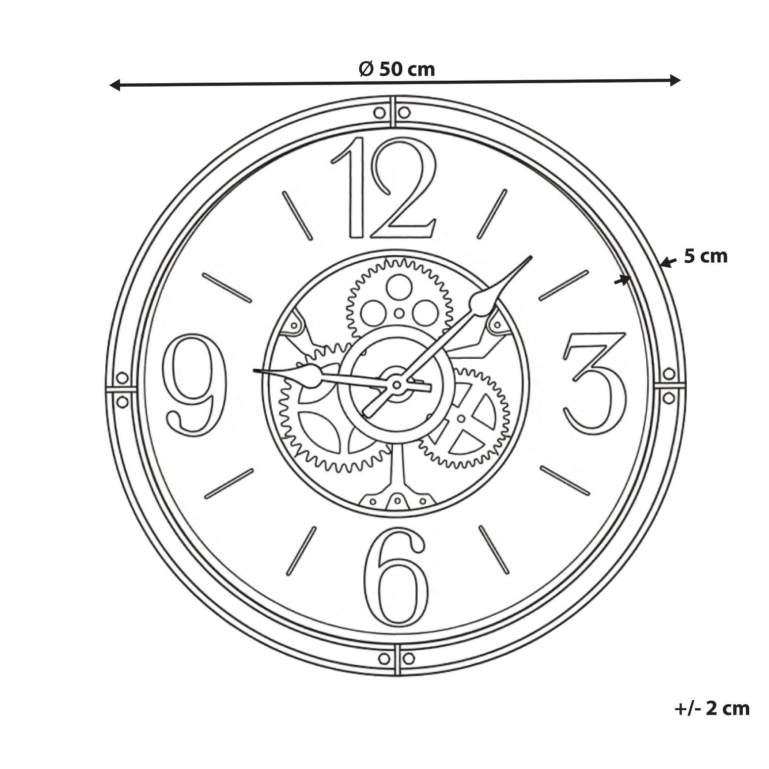 Beliani - Horloge murale Matière synthétique Noir ALBACETE - 50x5x50- Beliani - Image 3