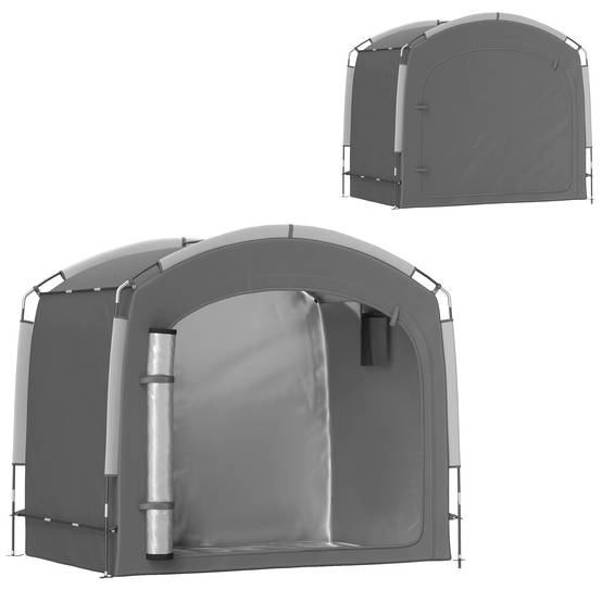Tente de vélo abri de vélo portable pour 3-4 vélos avec 2 poches latérales 205 x 140 x 188 cm gris foncé - Image 1
