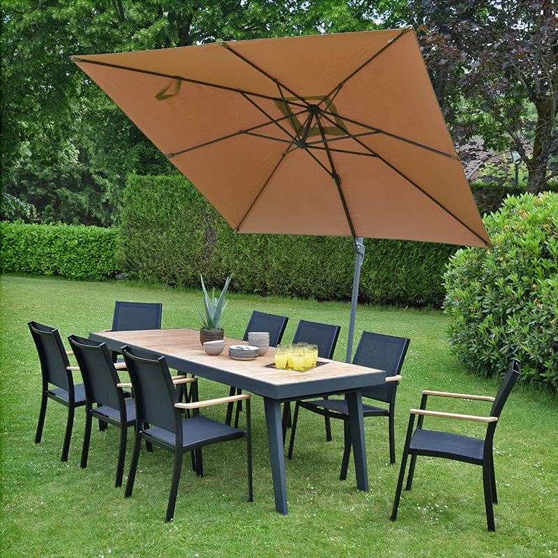 Parasol déporté taupe 3x3 m Celestia - Gecko Jardin - Image 8