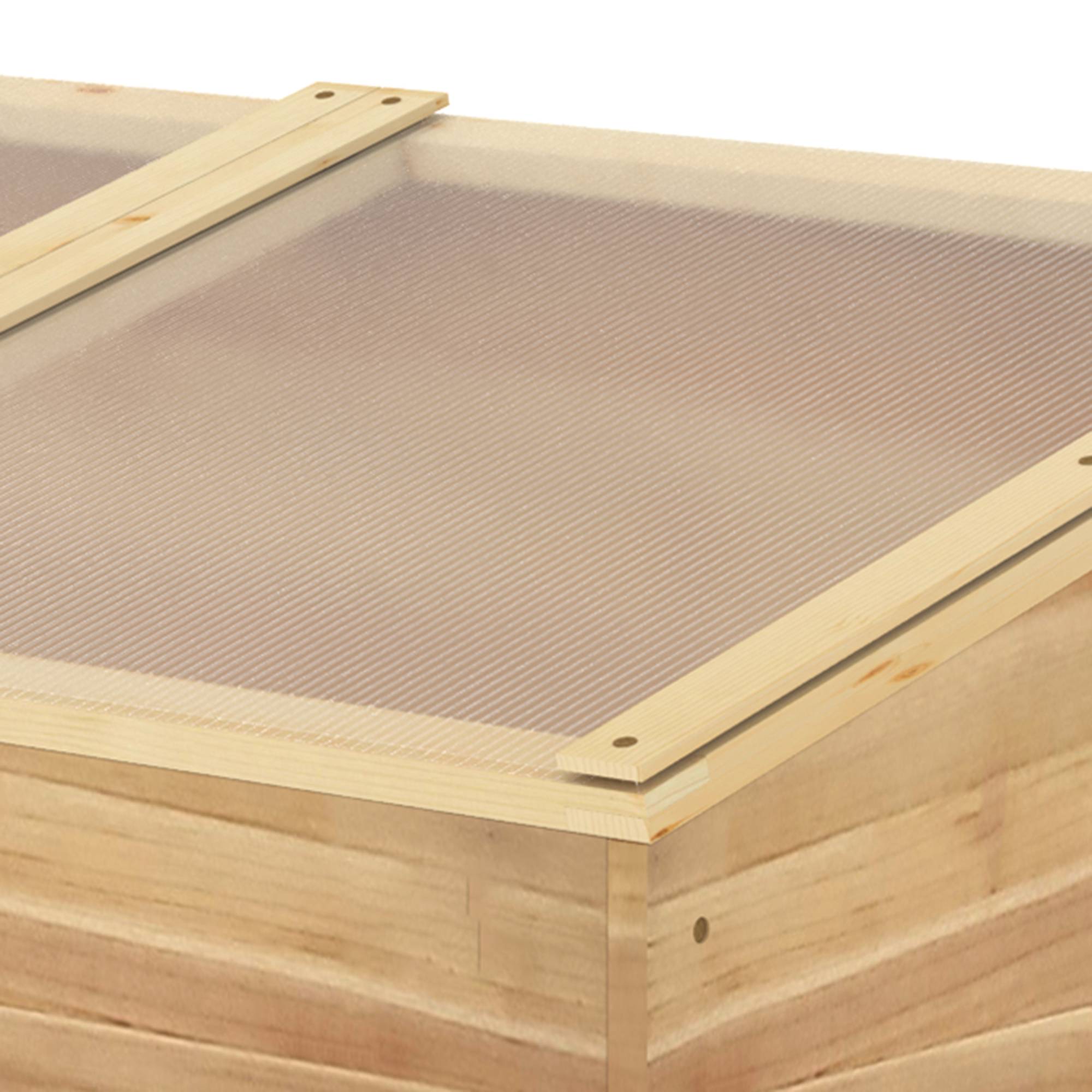 Mini Serre de Jardin Serre pour semis dim. 100L x 50l x 36H cm Toit 2 pans ouvrables séparemment Panneaux de Polycarbonate Bois Sapin pré-huilé - Image 8