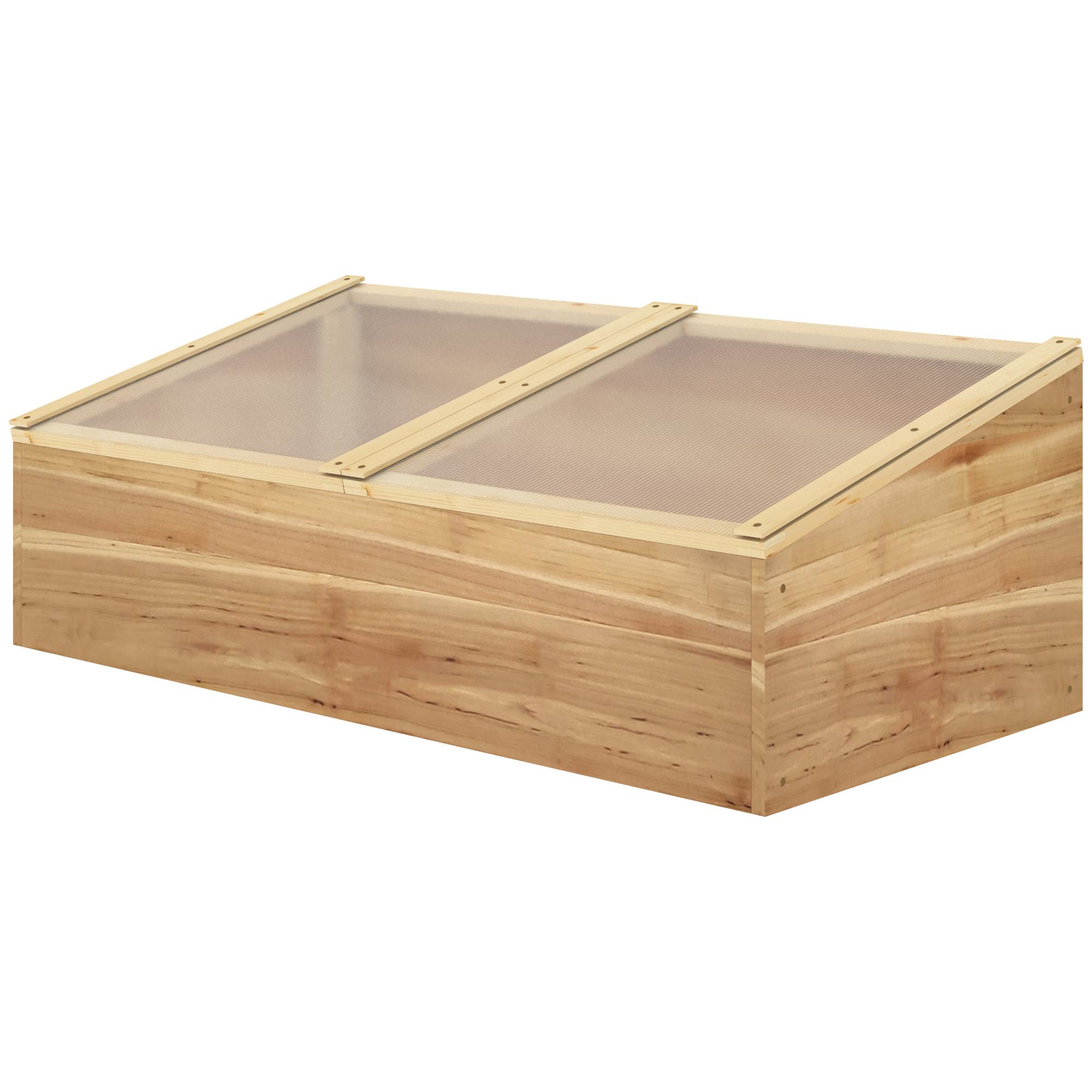 Mini Serre de Jardin Serre pour semis dim. 100L x 50l x 36H cm Toit 2 pans ouvrables séparemment Panneaux de Polycarbonate Bois Sapin pré-huilé - Image 2
