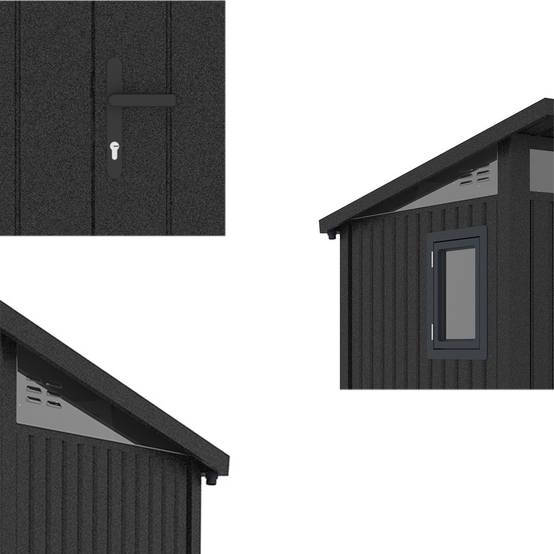 Abri de jardin moderne 3m2 Gris Anthracite monopente en acier galvanisé - Image 4