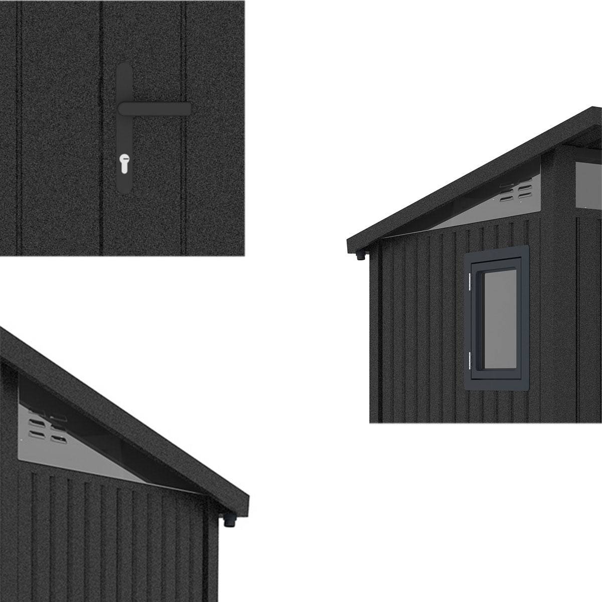 Abri de jardin moderne 3m2 Gris Anthracite monopente en acier galvanisé - Image 4