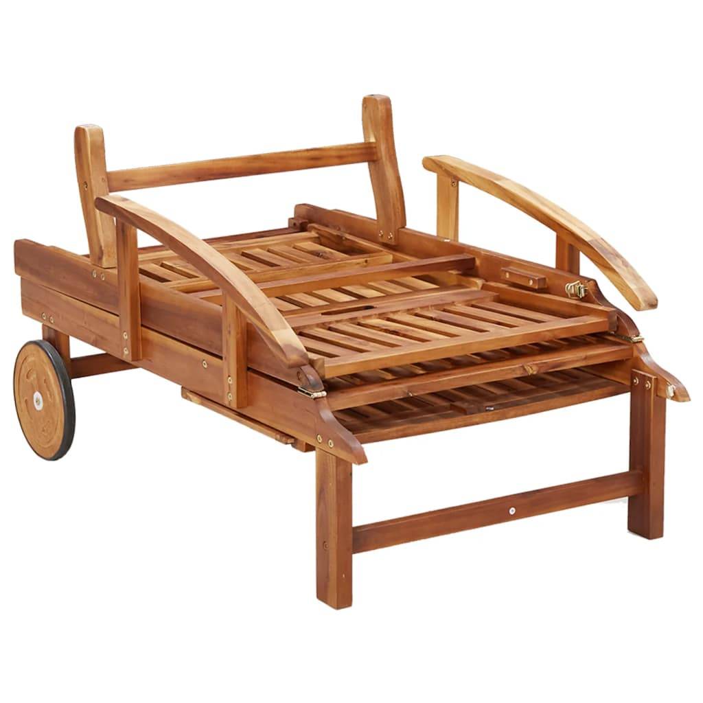 Helloshop26 - Ensemble de chaises longues 2 pièces et table bois d'acacia massif - Image 5