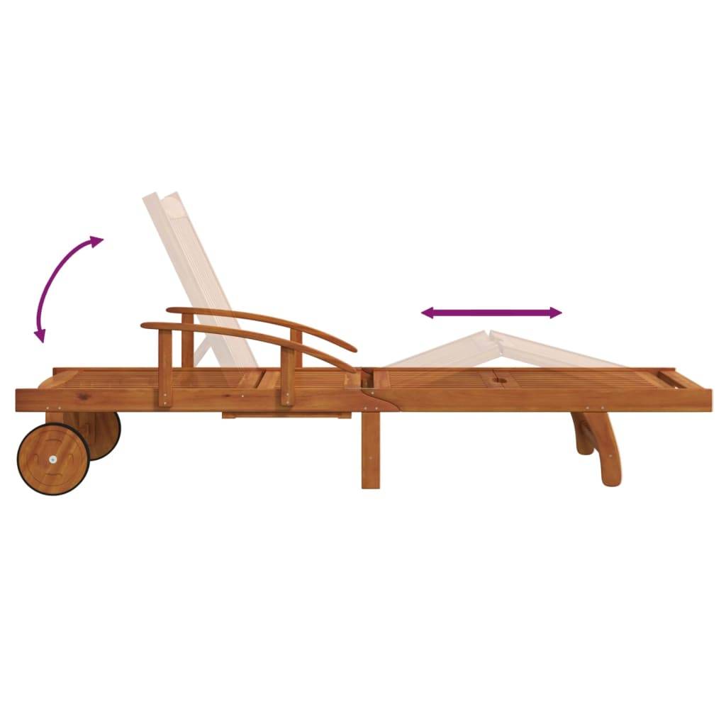Helloshop26 - Ensemble de chaises longues 2 pièces et table bois d'acacia massif - Image 4