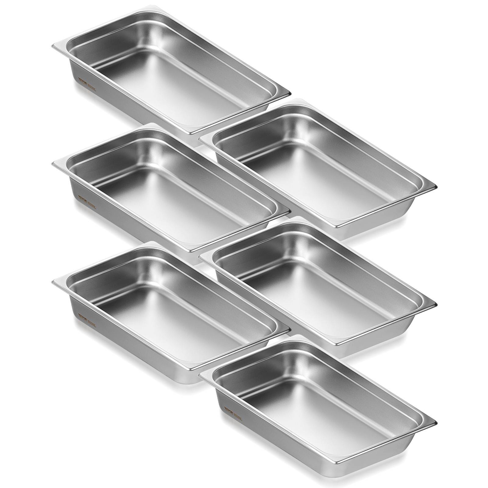 Vevor - VEVOR Bac Gastronorme GN 1/1 lot de 6, inox 0.8mm, profondeur 10.7 cm, pour fours, réfrigérateurs, restauration. - Image 1