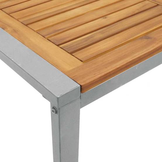 Ensemble de salle à manger jardin bois acacia gris 160 x 80 x 75 cm - PANGIVO - Image 9