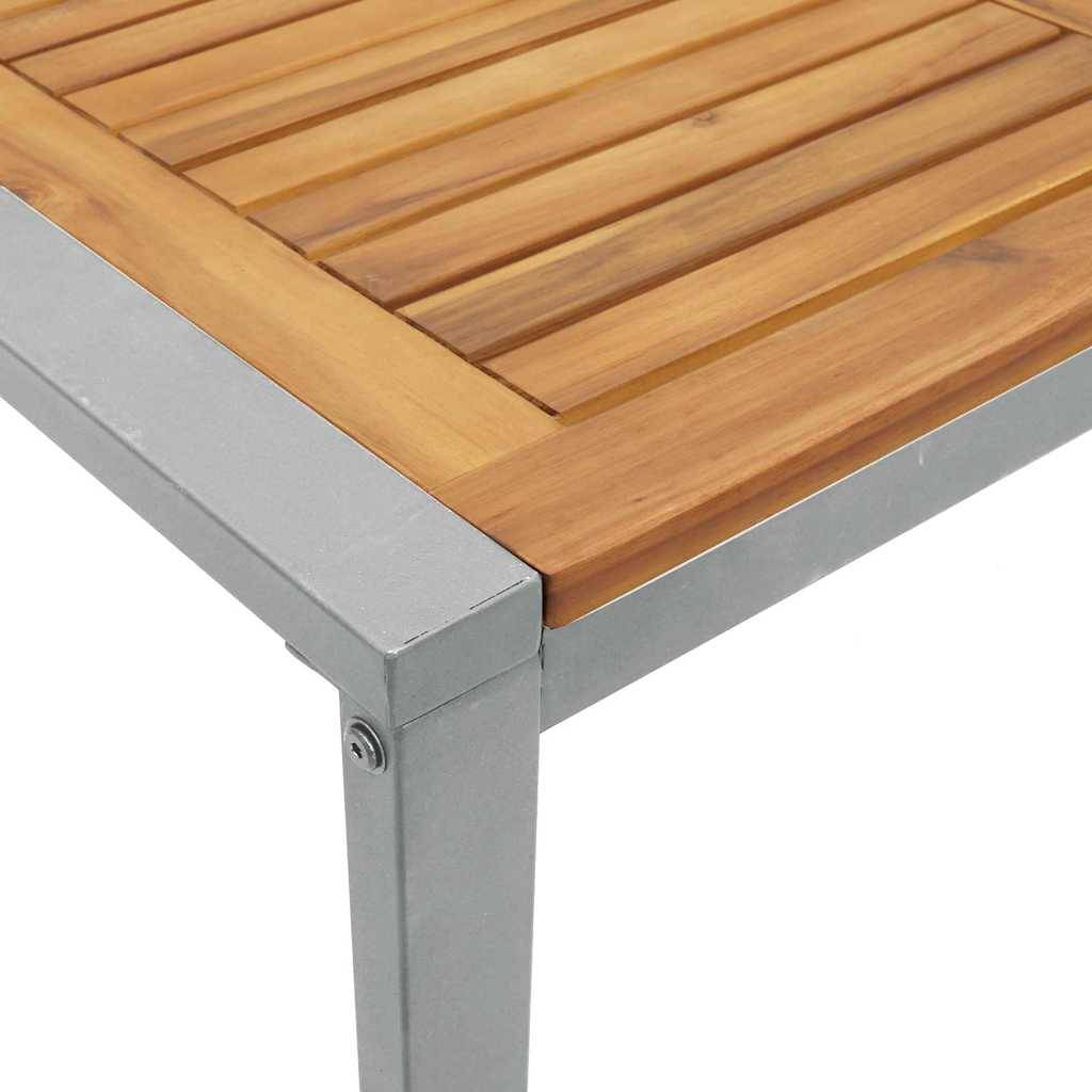 Ensemble de salle à manger jardin bois acacia gris 160 x 80 x 75 cm - PANGIVO - Image 9