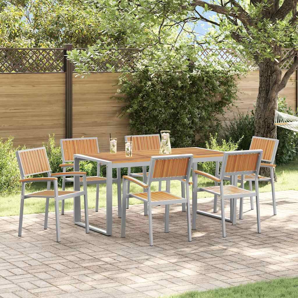 Ensemble de salle à manger jardin bois acacia gris 160 x 80 x 75 cm - PANGIVO - Image 1