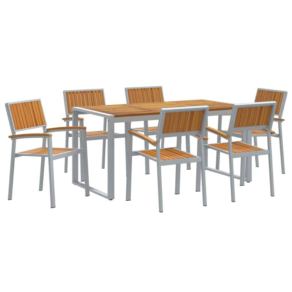 Ensemble de salle à manger jardin bois acacia gris 160 x 80 x 75 cm - PANGIVO - Image 2