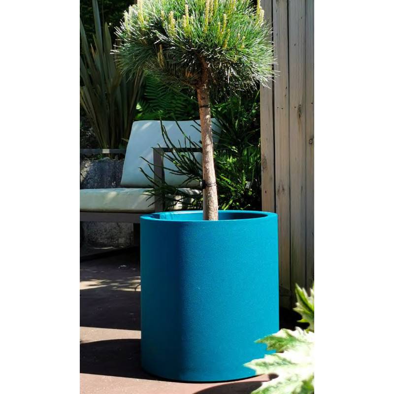 Riviera - Bac A Fleurs Rond Riviera Granit - Plastique - Diametre 50 Cm - Bleu - Image 3