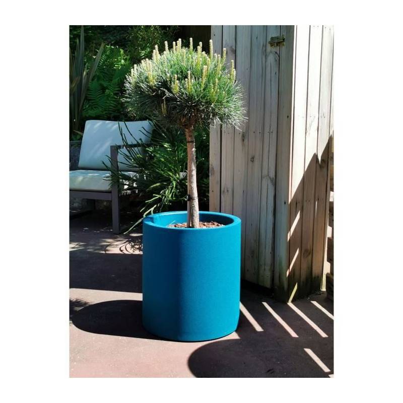 Riviera - Bac A Fleurs Rond Riviera Granit - Plastique - Diametre 50 Cm - Bleu - Image 1