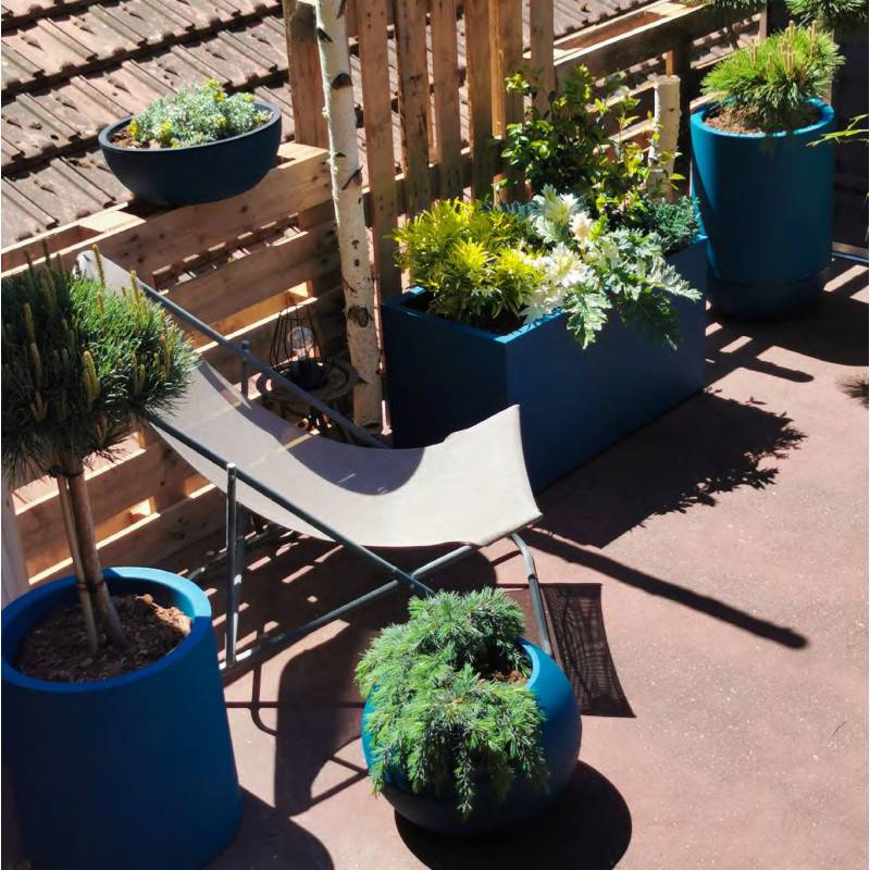 Riviera - Bac A Fleurs Rond Riviera Granit - Plastique - Diametre 50 Cm - Bleu - Image 4