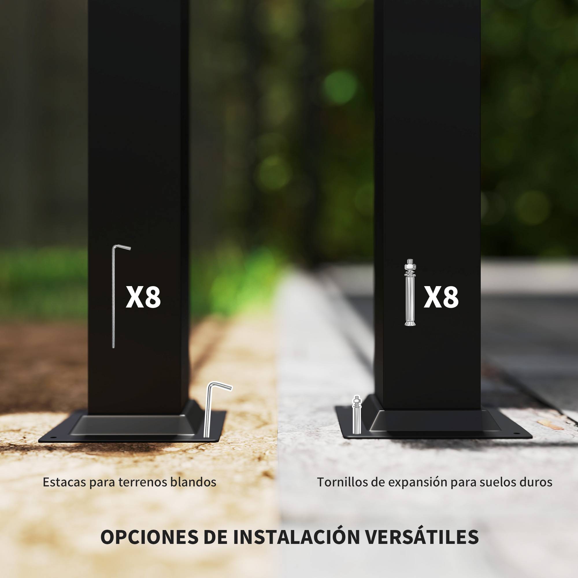 Pergola jardin 3x3 m toit rétractable aimanté UV30+, colonnes métal crochets, gris - Image 9