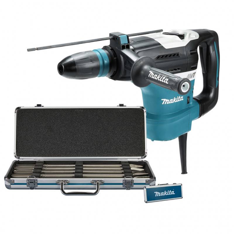 MAKITA Pack Perfo-burineur SDS-Max 1100W HR4013C + Coffret 5 Outils Burinage SDS-MAX D-42472 - Image 1