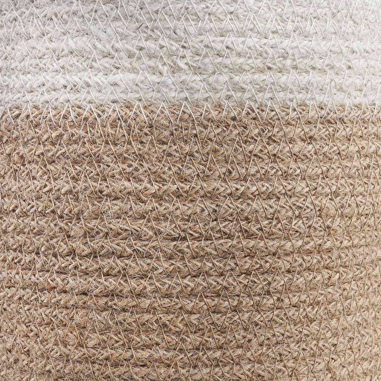 Ensemble de 2 pots à plantes jute naturel et blanc 21 x 21 x 21 cm - PANGIVO - Image 5