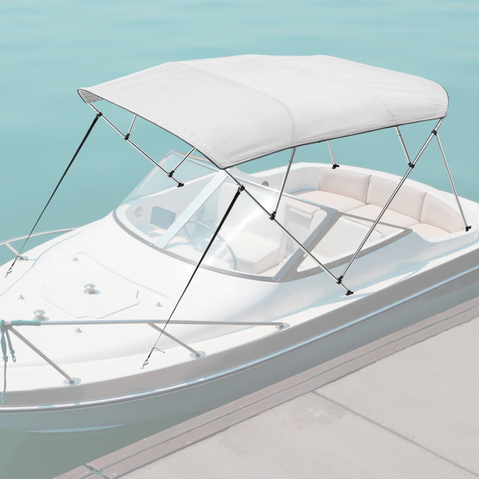 VEVOR Bimini bateau taud de soleil à 4 arceaux 231-244 cm en alu polyester gris - Image 8