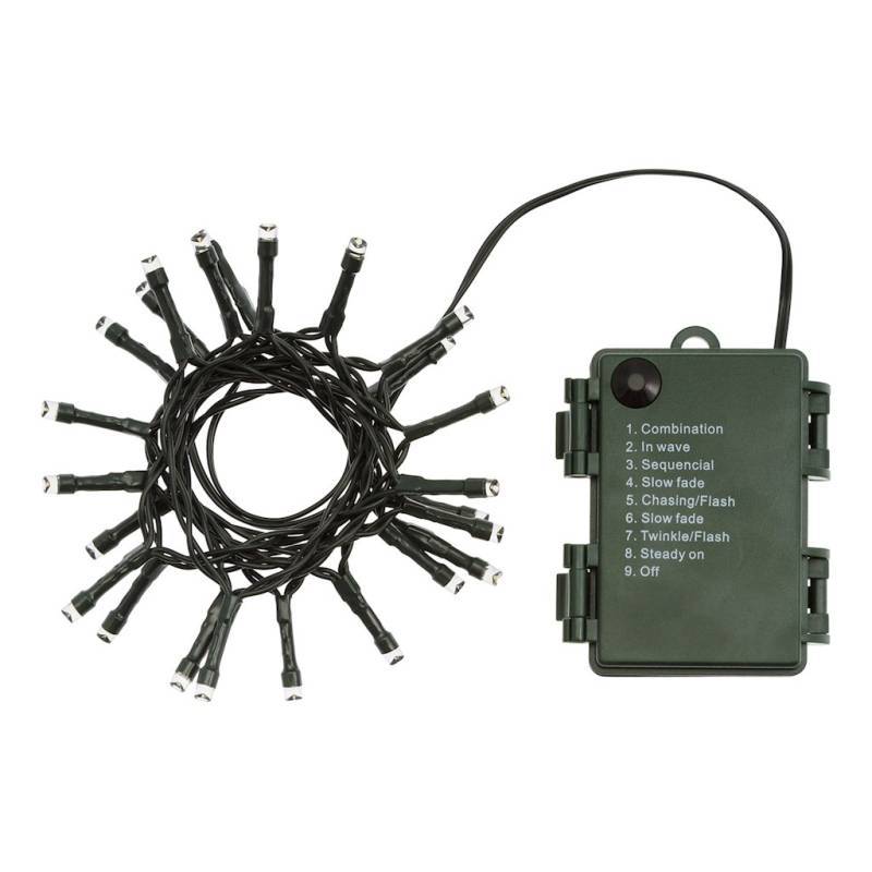 Lotti - Guirlande à piles 2m 48 LED blanc chaud 8 modes mémoire timer câble vert Lotti - Image 10