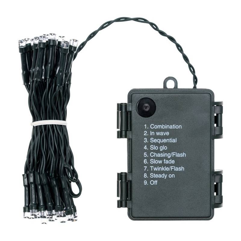 Lotti - Guirlande à piles 2m 48 LED blanc chaud 8 modes mémoire timer câble vert Lotti - Image 3