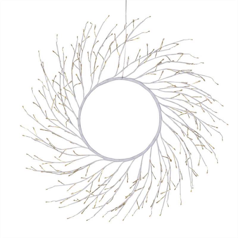 Lotti - Couronne lumineuse Branches Tilleul Métal Blanc ø60cm 260 Micro LED blanc chaud avec transformateur - Image 5