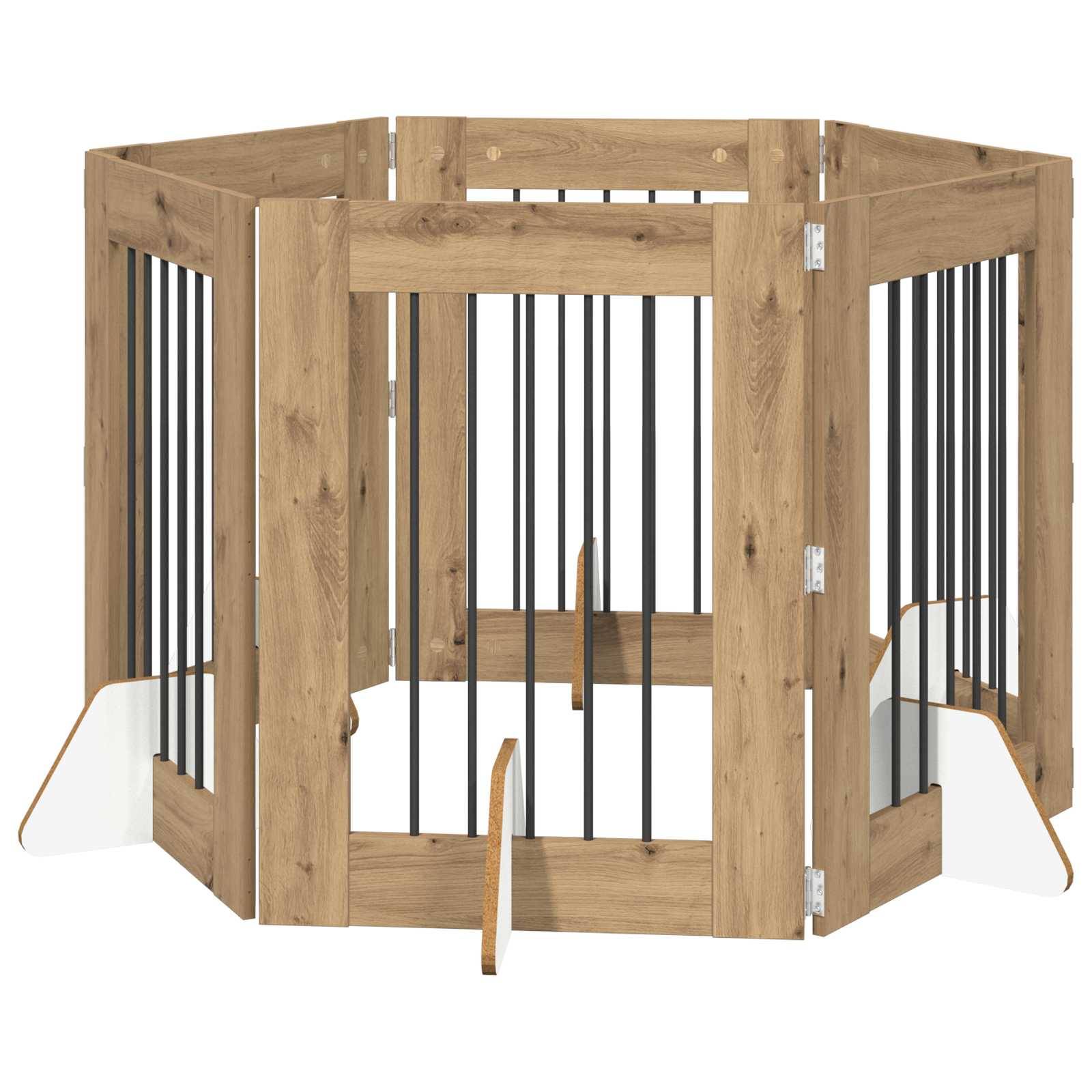 Barrière pour chien bois d'ingénierie chêne artisanal 362 x 34 x 80 cm - PANGIVO - Image 2