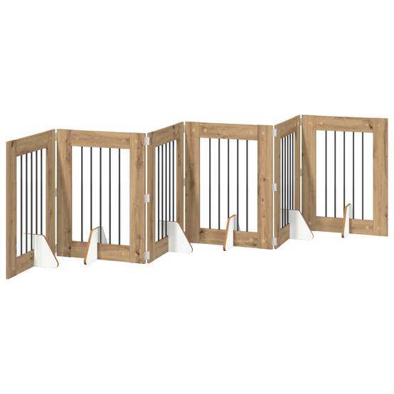 Barrière pour chien bois d'ingénierie chêne artisanal 362 x 34 x 80 cm - PANGIVO - Image 4