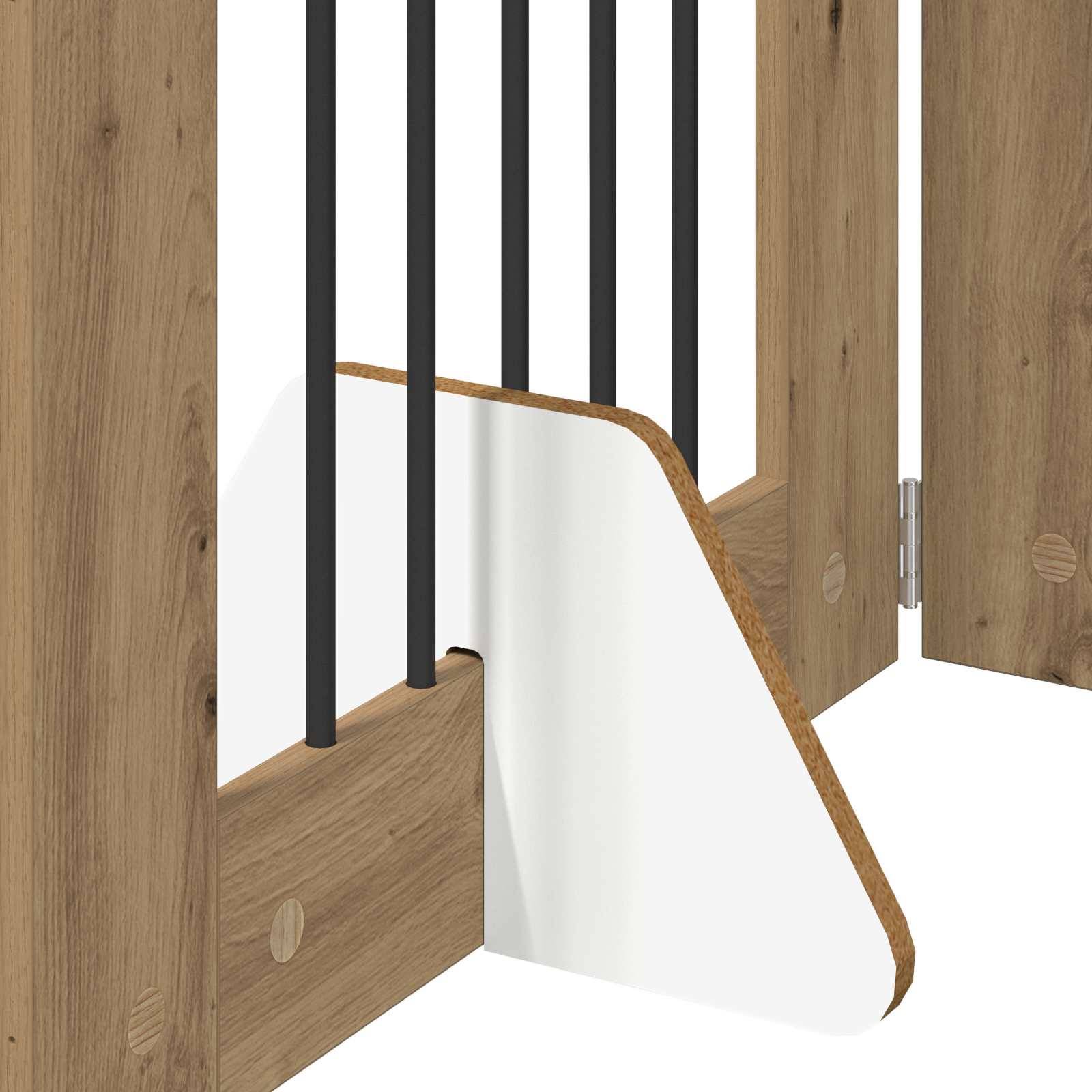 Barrière pour chien bois d'ingénierie chêne artisanal 362 x 34 x 80 cm - PANGIVO - Image 7