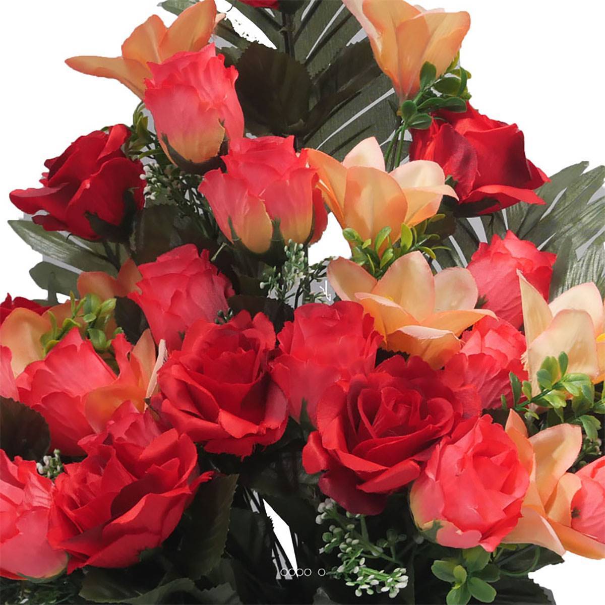 Devant de tombe fleurs artificielles pour le cimetière roses et lys Rouge - couleur: Rouge 755 - Image 3