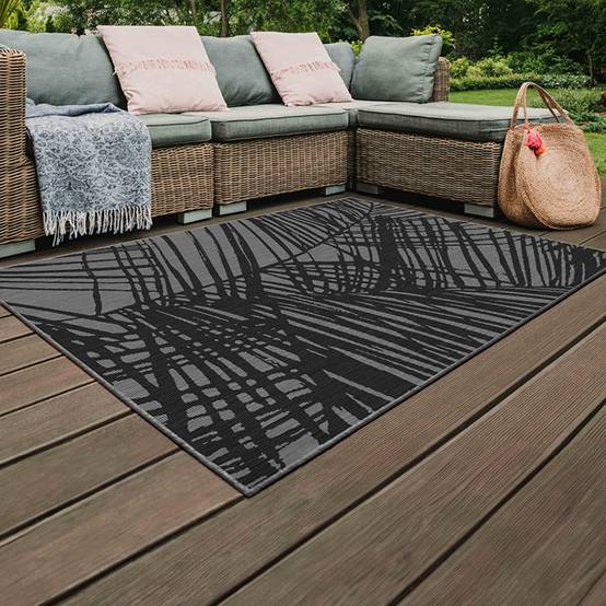 Oviala - Tapis d'extérieur en polypropylène 120 x 170 cm noir Palmio - Oviala - Image 2