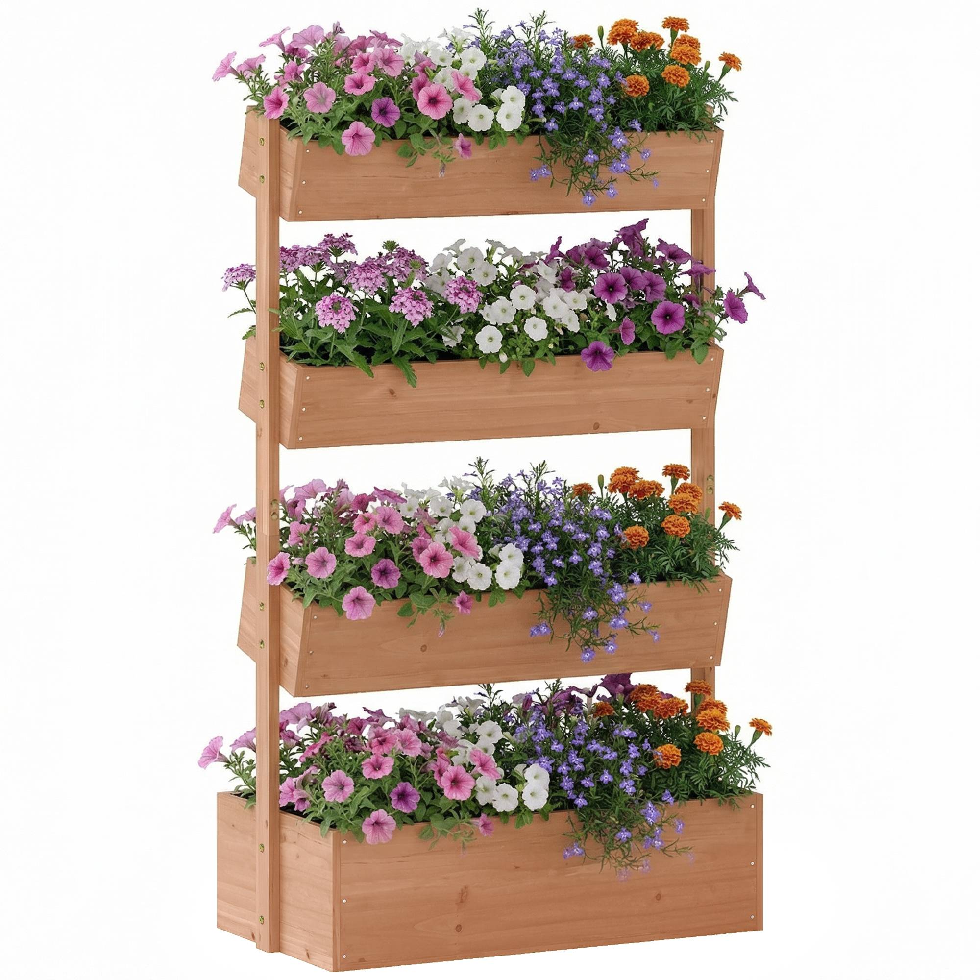 Sans Marque - Letto da Giardino Rialzato Fioriera Verticale Legno Drenaggio Rivestimento - Image 1