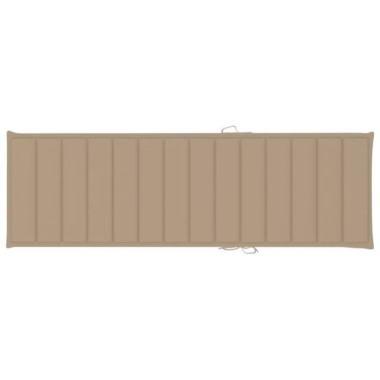 Chaise longue | Transat | Bain de soleil avec coussin beige Bois de pin imprégné - Image 6