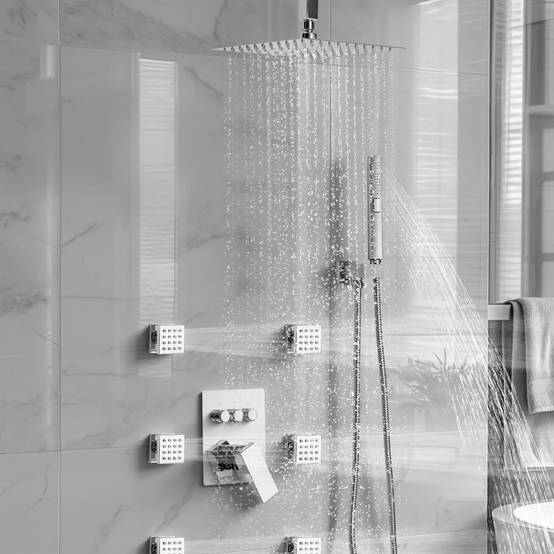 VEVOR Système de Douche avec Douchette de Tête et à Main 6 Jets de Corps Chromé - Image 8