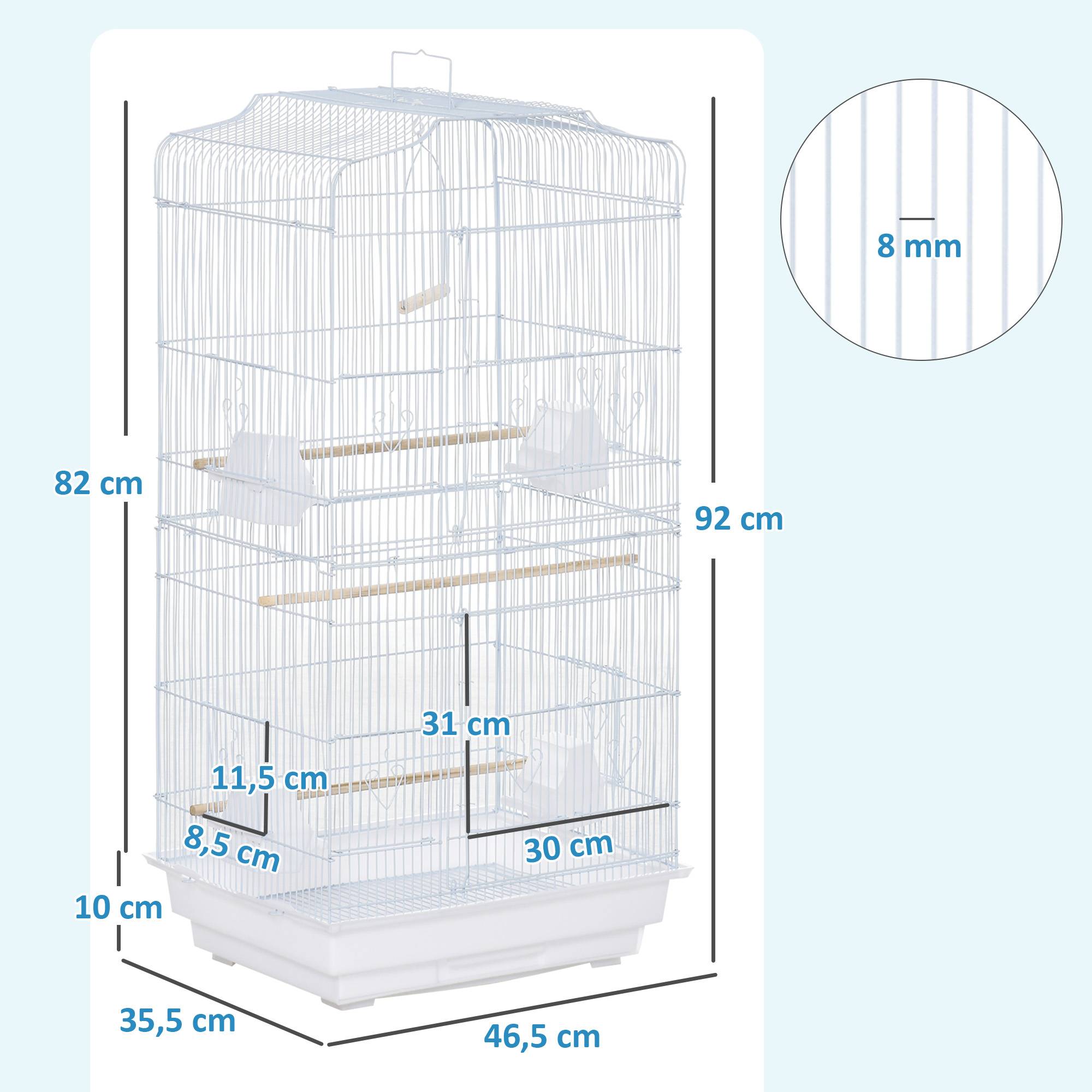 Cage à oiseaux métal blanc 46.5 x 35.5 x 92 cm - PANGIVO - Image 5