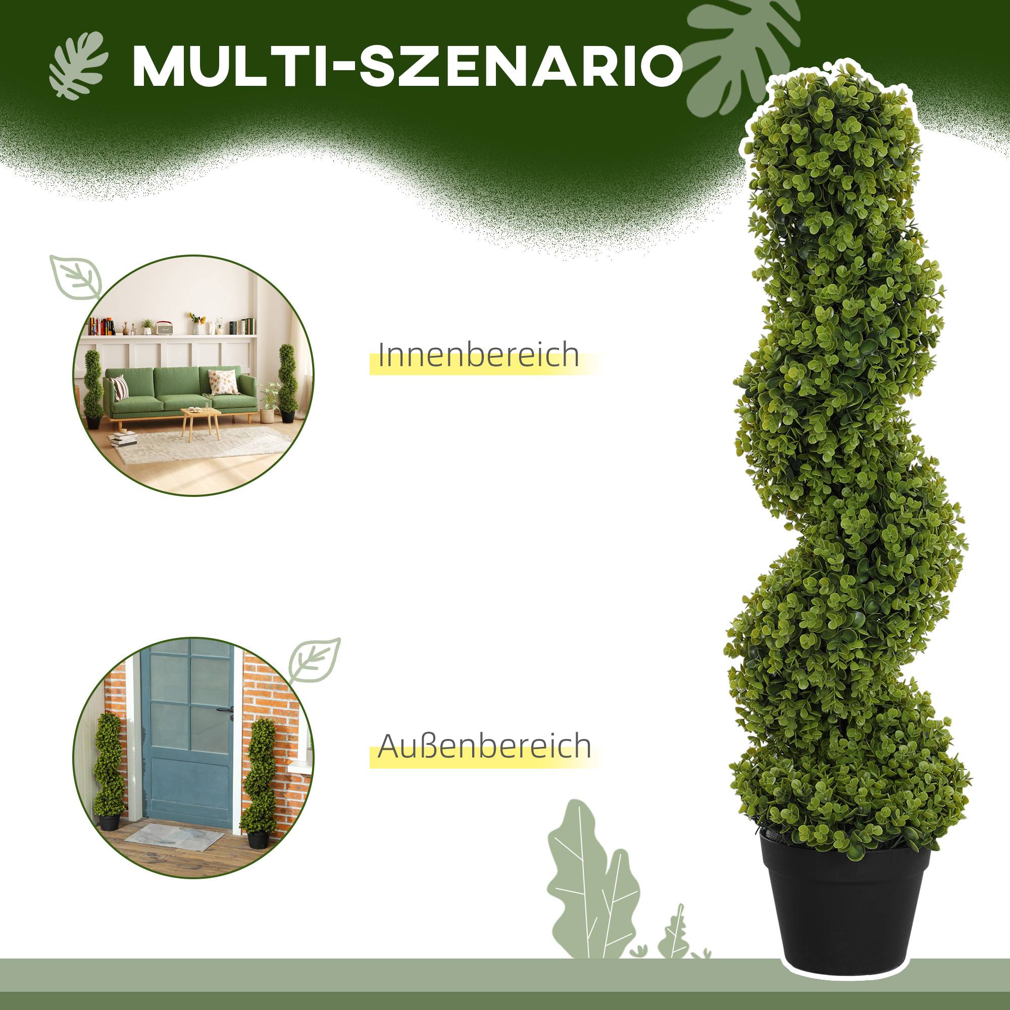 Sans Marque - Lot 2 plantes déco, plantes artificielles en pot, pour maison, int./ext., 90 cm, vert - Image 7