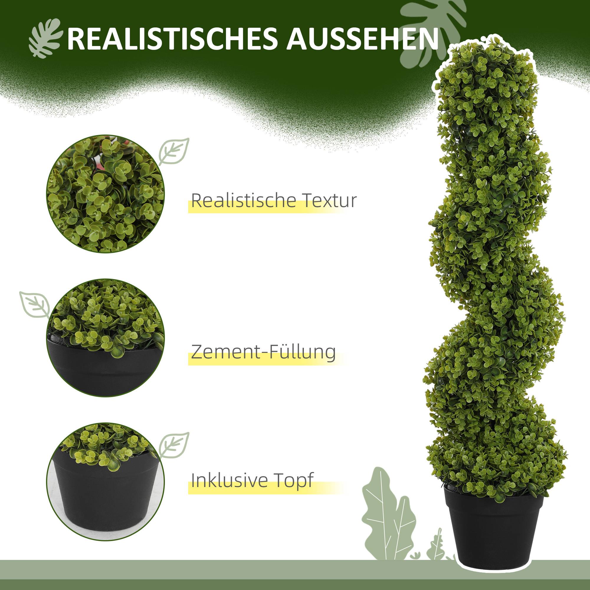 Sans Marque - Lot 2 plantes déco, plantes artificielles en pot, pour maison, int./ext., 90 cm, vert - Image 6