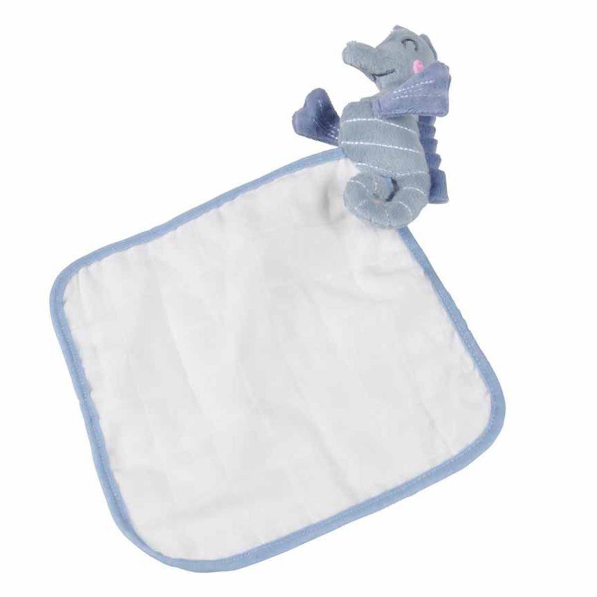 Doudou avec Lange "Hippocampe" 18cm Bleu - Image 1