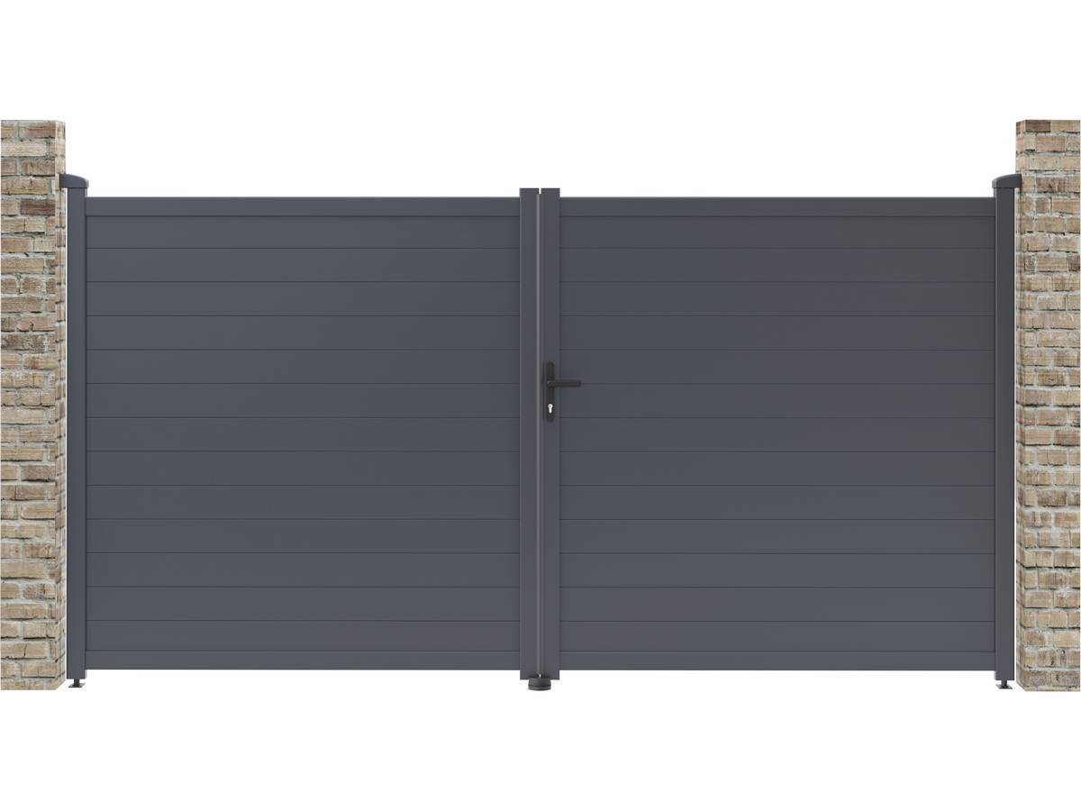 Portail Aluminium "marc" - 349.5 X 180.9 Cm - Gris -habitat Et Jardin - Image 1