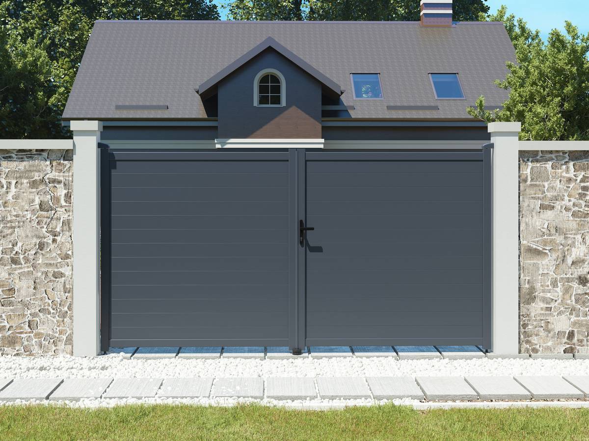 Portail Aluminium "marc" - 349.5 X 180.9 Cm - Gris -habitat Et Jardin - Image 2