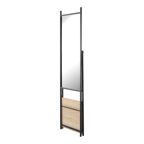 Miroir sur pied avec une étagère chamois 150 x 44 x 60 cm noir effet chêne - Image 3