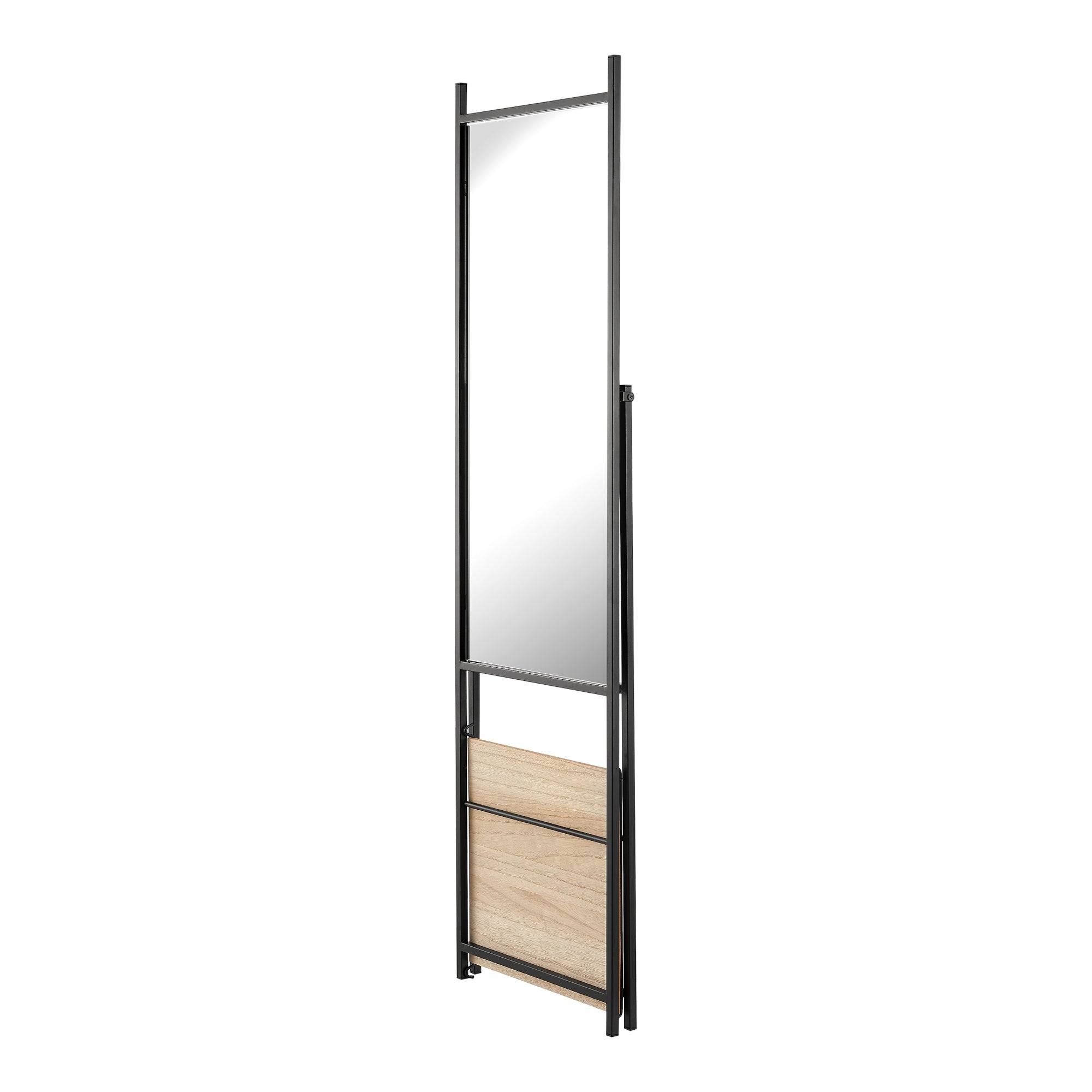 Miroir sur pied avec une étagère chamois 150 x 44 x 60 cm noir effet chêne - Image 3