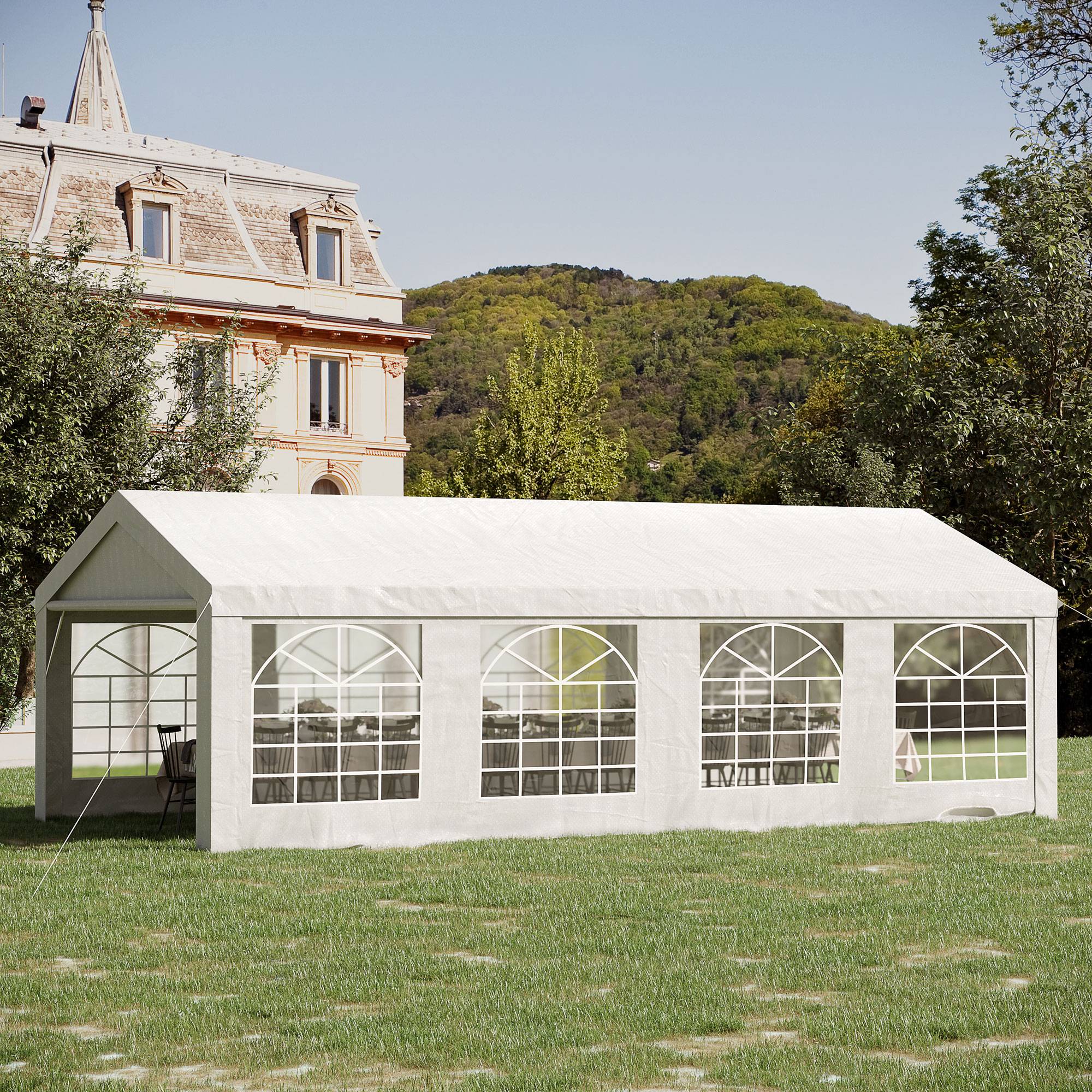 Maison Chic - Tonnelle de jardin exterieur tente de réception 4x8m barnum de jardin Acier galvanisé Blanc fr223 - Image 4