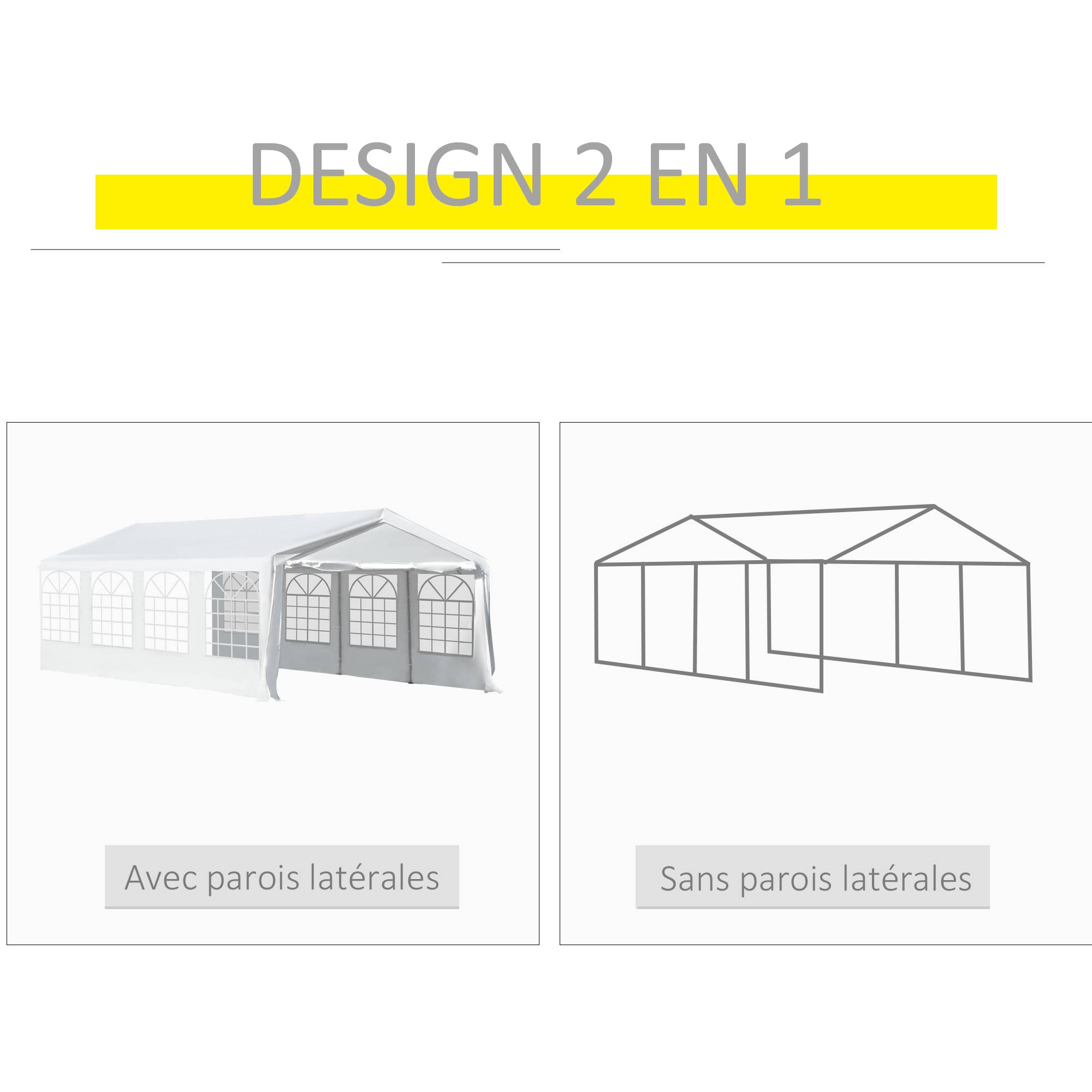 Maison Chic - Tonnelle de jardin exterieur tente de réception 4x8m barnum de jardin Acier galvanisé Blanc fr223 - Image 6