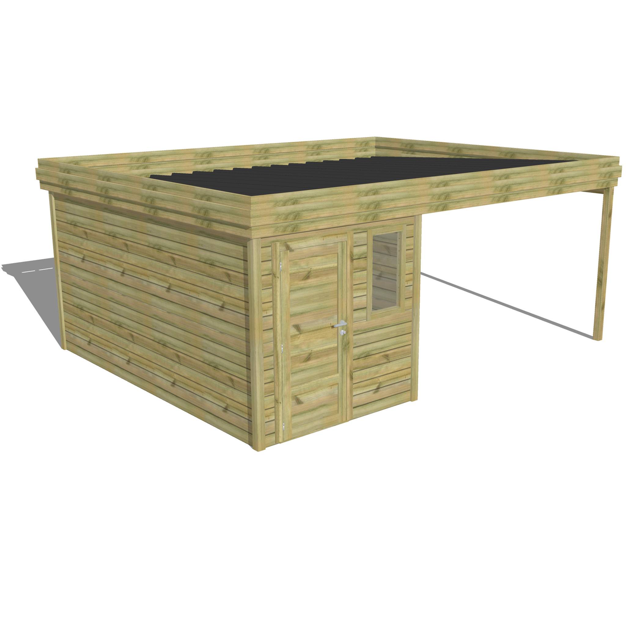 ABRI DE JARDIN bois  autoclave 27mm - 5,64x4,34m / 24m2 - Bac acier - Abri Français - Image 1