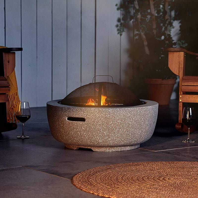 Brasero barbecue rond 2 en 1 - Barbecue et Chauffage - 60.5cm - Acier effet béton - Gris clair - Avec Poignées Beyond Blue - Image 9